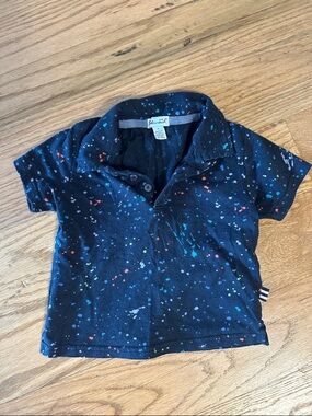 Splendid Navy Polo with Multicolor Paint Splatter